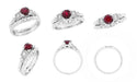 Ruby and Diamond Geometric Art Deco Engagement Ring in 18 Karat White Gold