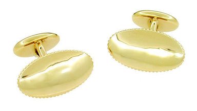 High Polish Oval Vintage Cufflinks in 14 Karat Gold