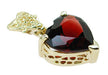 Pyrope Garnet Filigree Heart Pendant in 14 Karat Yellow Gold