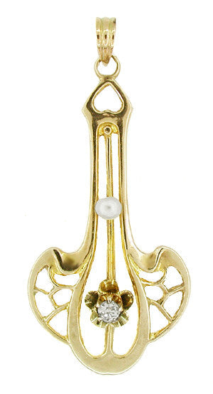 Art Nouveau Antique Lavaliere Pendant in 10 Karat Gold