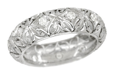 Art Deco Taftville Diamond Vintage Eternity Band in Platinum in Ring Size 5 1/4