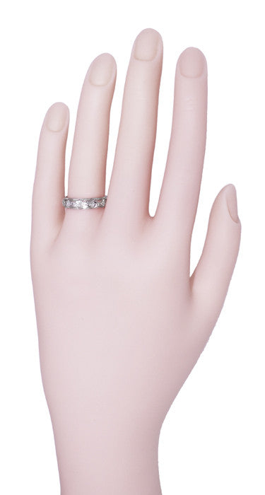 Art Deco Nichols Filigree Engraved Antique Diamond Wedding Band in Platinum - Size 6.5 | 4.9mm Wide - alternate view