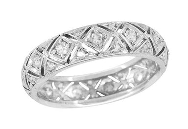 Art Deco Newington Diamond Antique Filigree Wedding Band in Platinum - Size 6 1/2