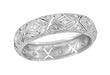 Taconic Art Deco Filigree Single Cut Diamond Antique Platinum Eternity Wedding Band - Size 7