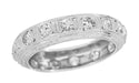 Antique Milford Filigree Engraved Art Deco Diamond Wedding Band in Platinum - Size 7 1/4