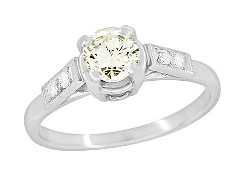 Comstock 0.45 Carat Faint Yellow Natural Diamond Vintage Engagement Ring in Platinum