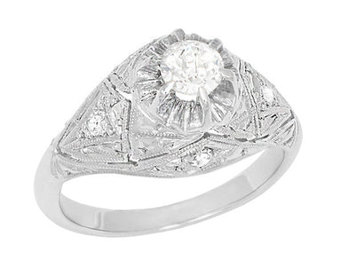 Ridgebury Platinum Old Mine Cut Diamond Vintage Engagement Ring