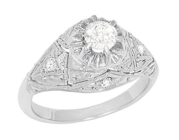 Ridgebury Platinum Old Mine Cut Diamond Vintage Engagement Ring