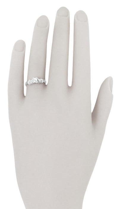 Retro Moderne Bows 1950's Vintage Solitaire Diamond Engagement Ring in Platinum | 0.33 Carat - Item: R1052 - Image: 6