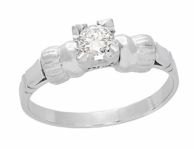 Retro Moderne Bows 1950's Vintage Solitaire Diamond Engagement Ring in Platinum | 0.33 Carat - alternate view