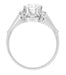 Retro Moderne Solitaire Crown 3/4 Carat White Sapphire Vintage Engagement Ring in Platinum