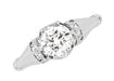 Retro Moderne Solitaire Crown 3/4 Carat White Sapphire Vintage Engagement Ring in Platinum