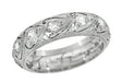 Art Deco Eastford Diamonds and Hearts Antique Wedding Band in Platinum - Size 5 1/2