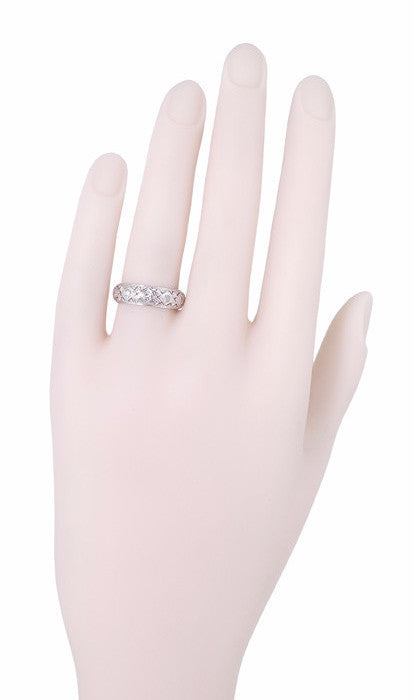 Knollwood Art Deco Wide Diamond Antique Wedding Band in Platinum - Size 6 - Item: R1076 - Image: 2