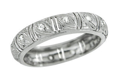 Art Deco Hamden Vintage Diamond Wedding Band in Platinum - Size 6