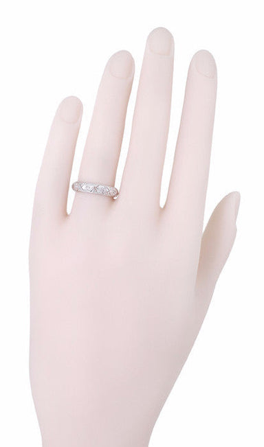 Deerfield Art Deco Antique Rose Cut Diamond Wedding Band in Platinum - Size 6 1/2 - alternate view