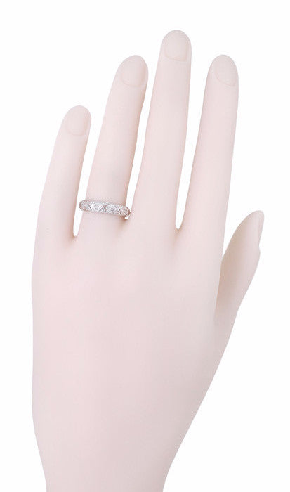 Deerfield Art Deco Antique Rose Cut Diamond Wedding Band in Platinum - Size 6 1/2 - Item: R1087 - Image: 2