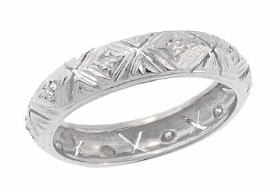 Deerfield Art Deco Antique Rose Cut Diamond Wedding Band in Platinum - Size 6 1/2
