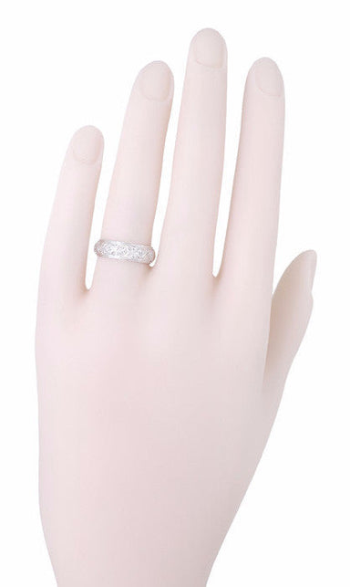 Art Deco Torrington Engraved Filigree Antique Diamond Eternity Wedding Band in Platinum - Size 6 1/4 - alternate view