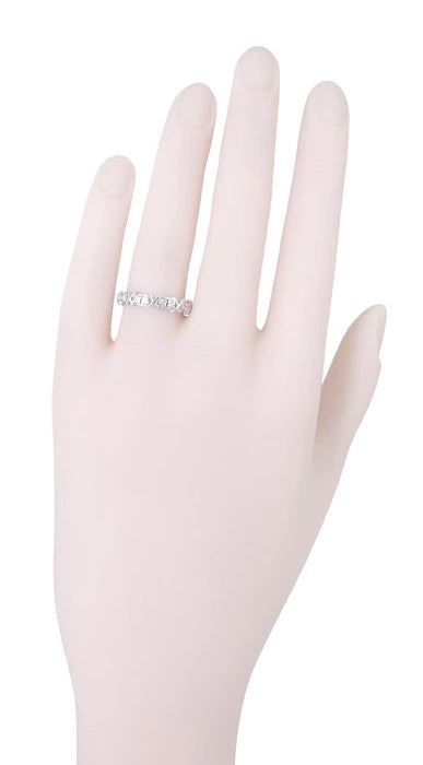 1980's Retro X Kisses Vintage Diamond Wedding Band in 18 Karat White Gold - Size 6 1/4 - Item: R1095 - Image: 3