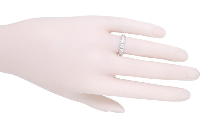 Occum Art Deco Antique Diamond Wedding Band in Platinum - Size 6.25 - Item: R1100 - Image: 2