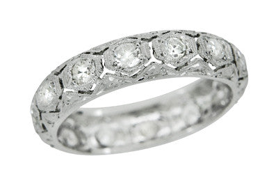 Occum Art Deco Antique Diamond Wedding Band in Platinum - Size 6.25