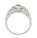 Art Deco Heart Sapphire and Diamond Filigree Ring in 14 Karat White Gold