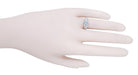 Art Deco Heart Blue Topaz and Diamond Filigree Ring in 14 Karat White Gold | Vintage Inspired