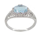 Edwardian Filigree 1.30 Carat Oval Blue Topaz Promise Ring in Sterling Silver