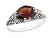 Edwardian Filigree Oval Almandine Garnet Promise Ring in Sterling Silver