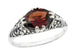 Edwardian Filigree Oval Almandine Garnet Promise Ring in Sterling Silver
