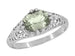 Edwardian Vintage Style Filigree Oval Green Amethyst Promise Ring in Sterling Silver | Prasiolite