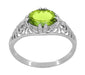 Filigree Edwardian East West 1.35 Carat Oval Peridot Promise Ring in Sterling Silver