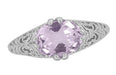Edwardian Oval Rose de France Filigree Promise Ring in Sterling Silver