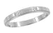Art Deco Meadow Beauty Flowers Chased Antique Style Wedding Ring in White Gold - 2.5mm Wide