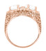Art Deco 14 Karat Rose Gold Filigree White Topaz Loving Duo Ring
