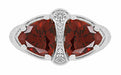 Art Deco Filigree Loving Duo Almandite Garnet Ring in 14 Karat White Gold - January Birthstone