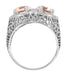 Art Deco Filigree Loving Duo East West Morganite Ring in 14 Karat White Gold