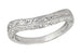 Curved Engraved Art Deco Vintage Style Scrolls Wedding Ring in 14K or 18K White Gold