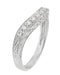White Gold Engraved Art Deco Scrolls Contoured Diamond Wedding Band - 14K or 18K