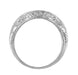 White Gold Engraved Art Deco Scrolls Contoured Diamond Wedding Band - 14K or 18K