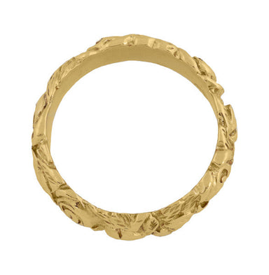 1960's Engraved Roses Wedding Band in 14 Karat Yellow Gold - alternate view