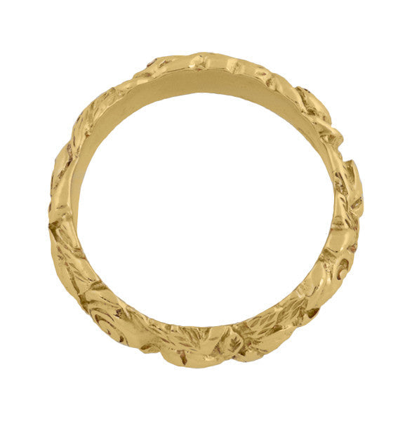 1960's Engraved Roses Wedding Band in 14 Karat Yellow Gold - Item: R1144 - Image: 2