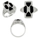 Art Deco Filigree Happy Family 4 Stone Black Onyx and Diamond Filigree Ring in 14 Karat White Gold