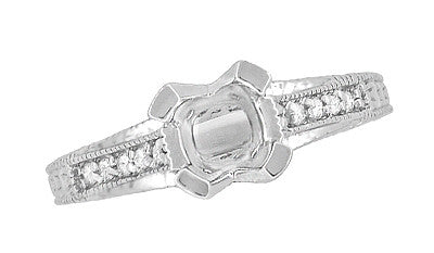 X & O Kisses 3/4 Carat Asscher or Round Diamond Engagement Ring Setting in 14 or 18 Karat White Gold - Item: R1153W75K14-LC - Image: 5