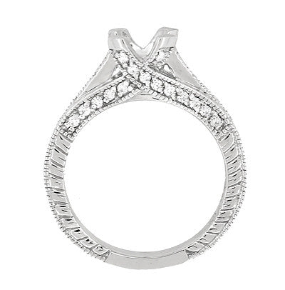 X & O Kisses 3/4 Carat Asscher or Round Diamond Engagement Ring Setting in 14 or 18 Karat White Gold