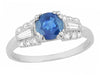 Belden Art Deco Vintage Platinum Cornflower Blue Sapphire Engagement Ring with Side Baguette Diamonds