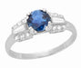 Belden Art Deco Vintage Platinum Cornflower Blue Sapphire Engagement Ring with Side Baguette Diamonds