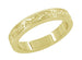 Art Deco Carved Flowers and Leaves Millgrain Edged Vintage Style Yellow Gold Wedding Band - 4mm