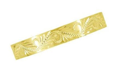 Western Hand Engraved Scrolls & Leaves Antique Style Wedding Band in Yellow Gold - 5mm Wide - alternate view